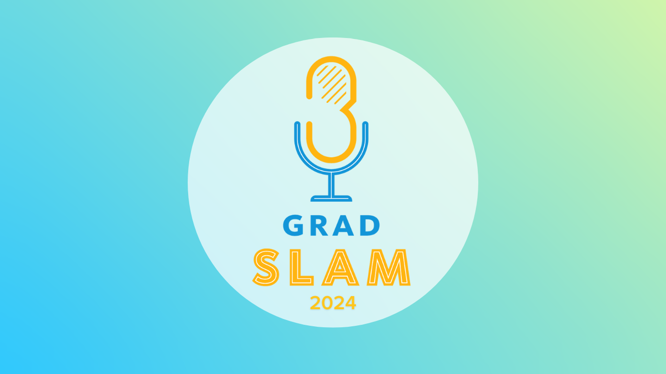 Grad Slam web banner showing an old fashion microphone