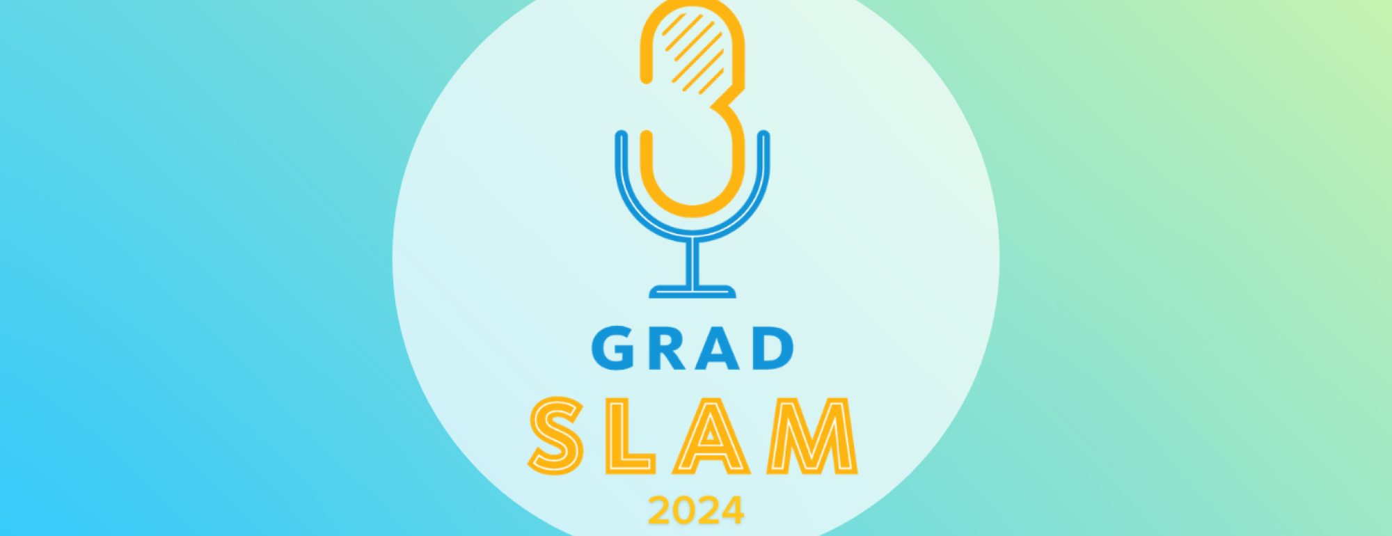 Grad Slam web banner showing an old fashion microphone