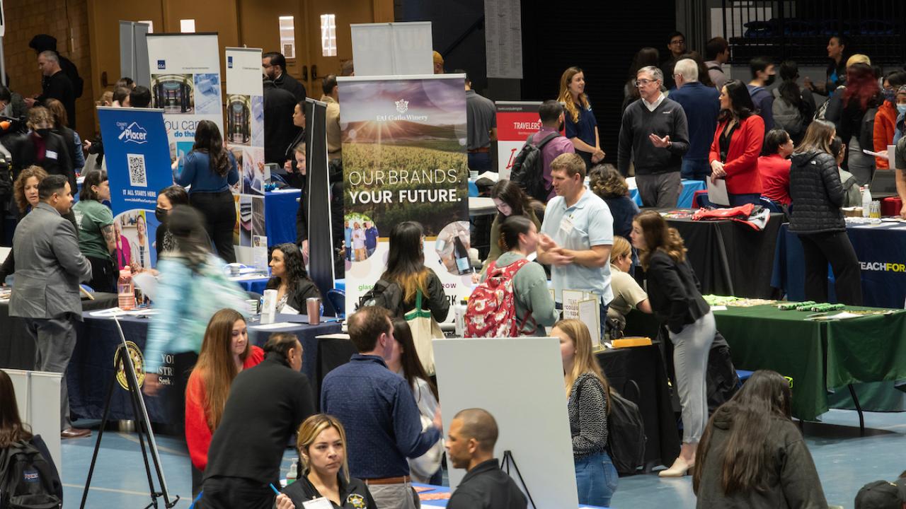 Students look through possible job opportunities.