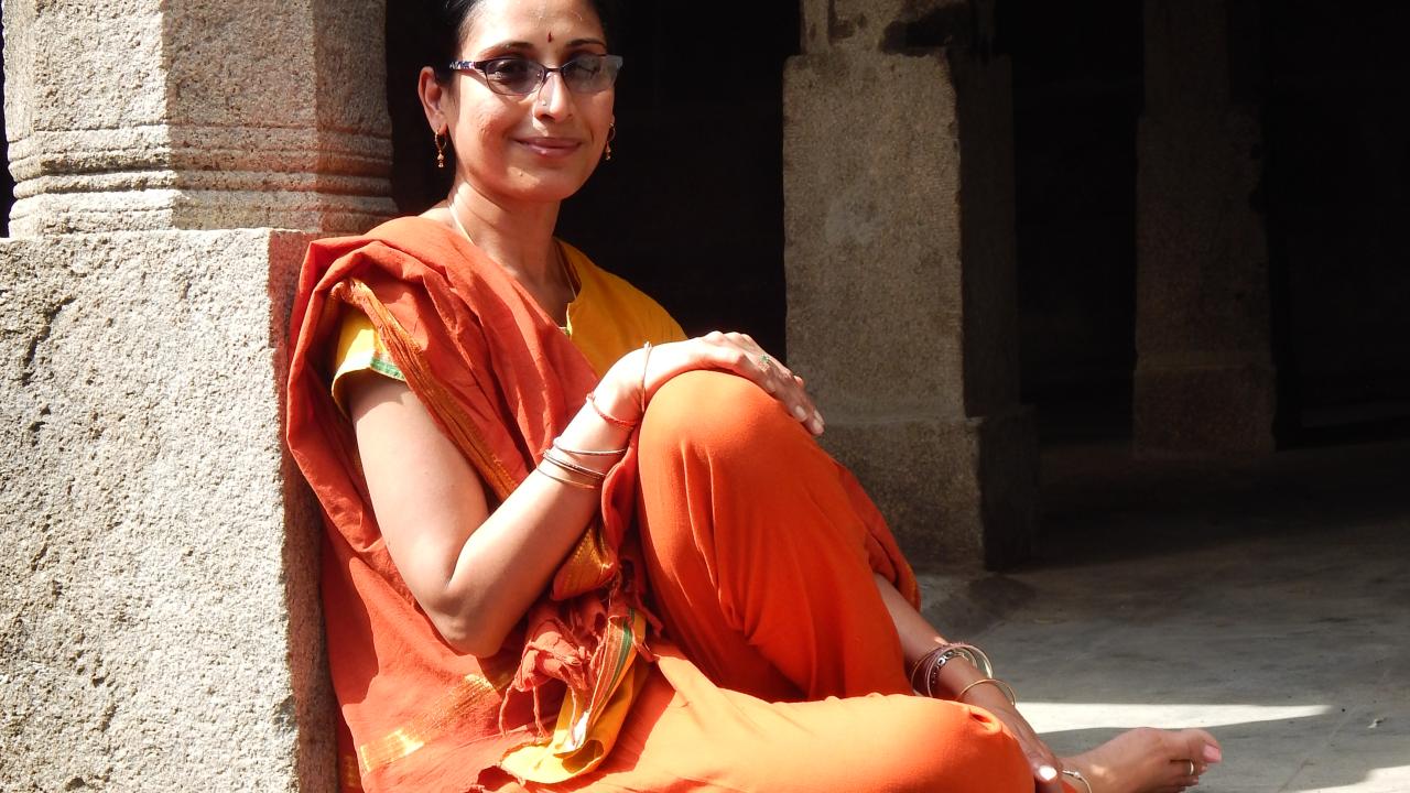 A picture of UC Davis Professor Archana Venkatesan while conducting field research.