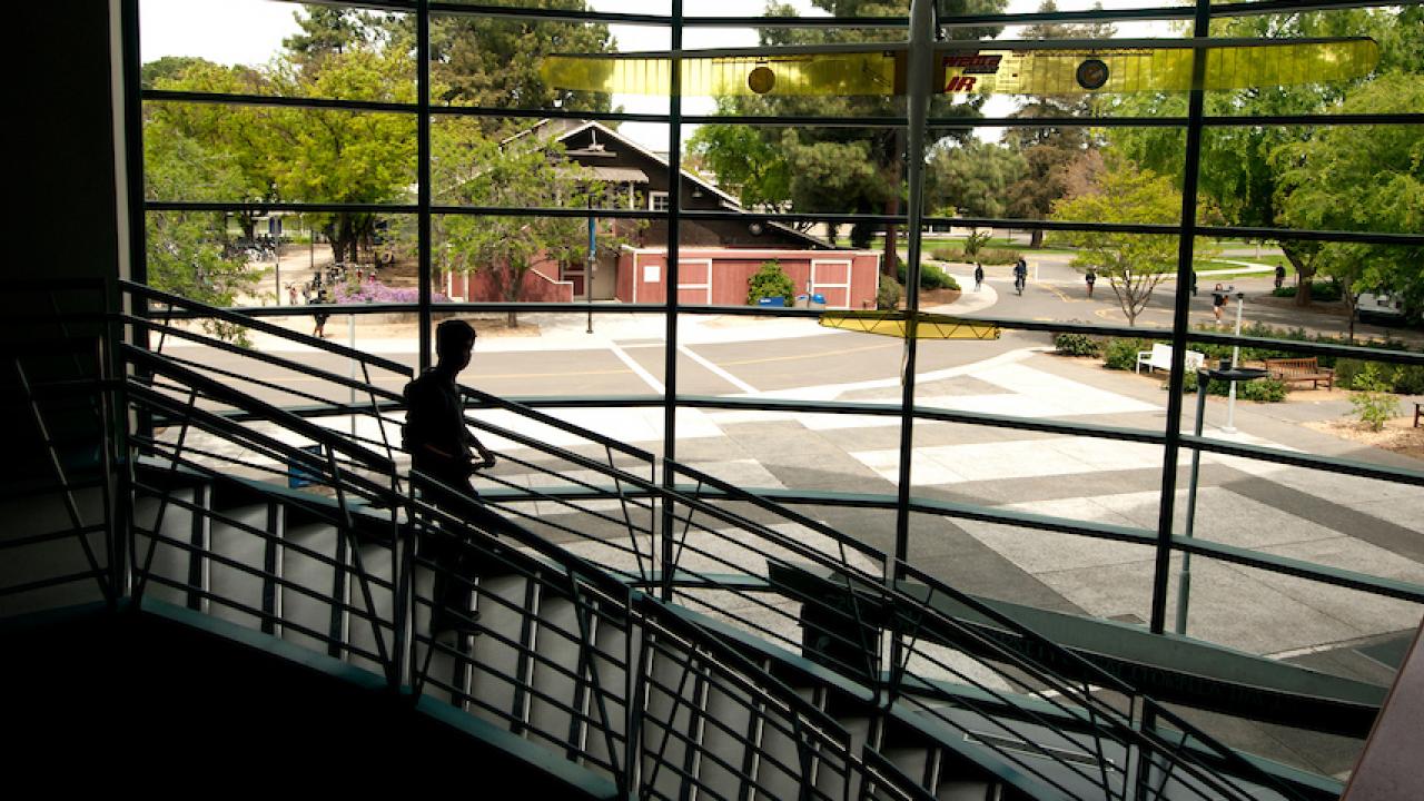 Student on the UC Davis campus