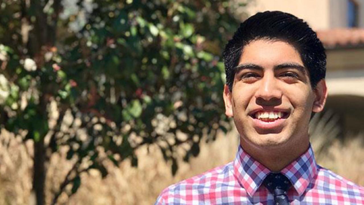 UC Riverside junior Daniel Castaneda is one of nearly 50 undergraduates from California colleges and universities participating in the inaugural Envision UC Davis event.