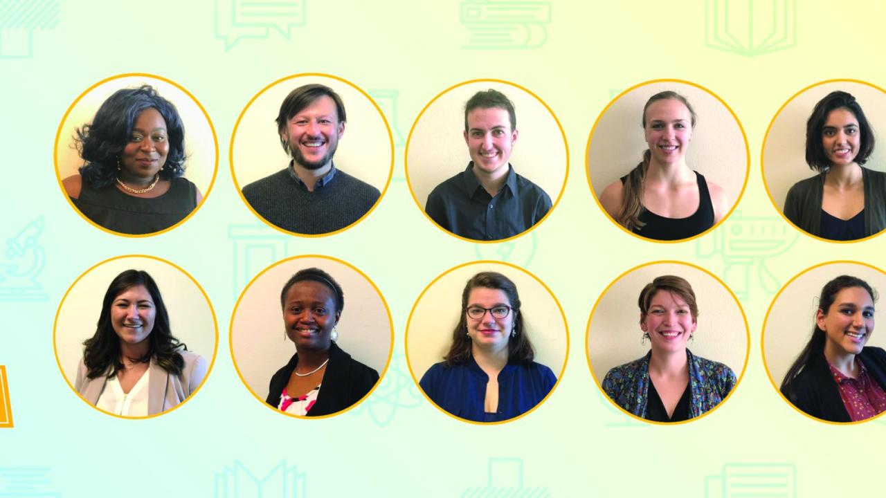 Grad Slam 2018 UC Davis Finalists with Grad Slam Logo