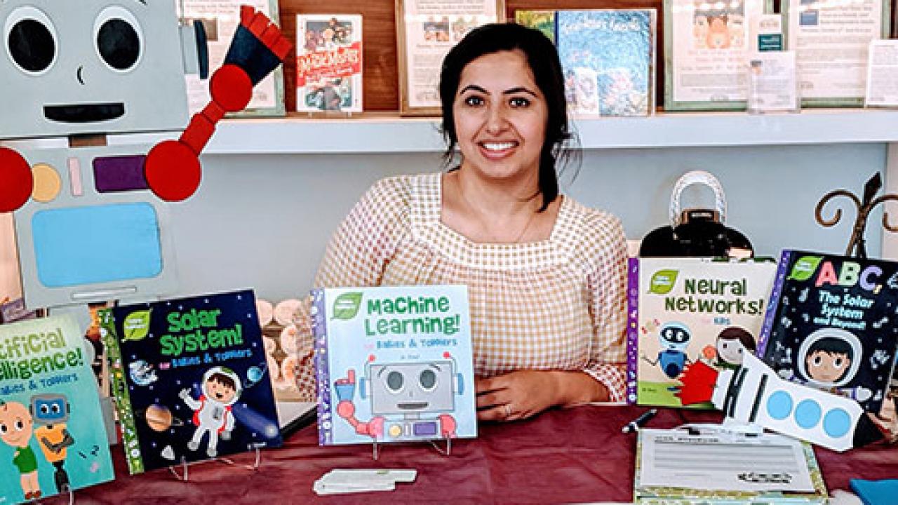 Handeep Dhoot pictured with her books