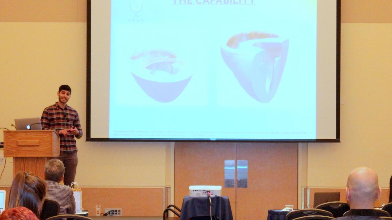 Omar Hafez presenting at Grad Slam