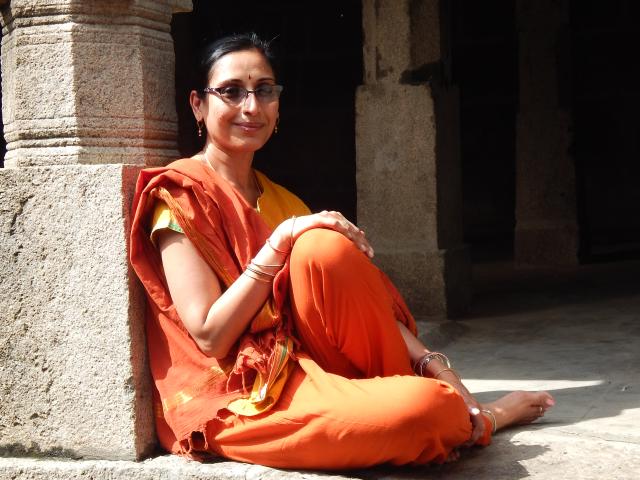 A picture of UC Davis Professor Archana Venkatesan while conducting field research.