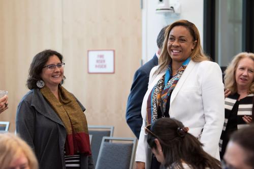 Dawnte Early as a guest judge at UC Davis Grad Slam.