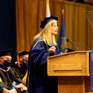 Laura Lindenfeld Delivers the an address at the 2022 UC Davis Graduate Studies Commencement 