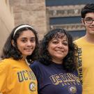 Left to right: Tiara, Taji and Tanishq Abraham photographed on campus. (Karin Higgins/UC Davis)