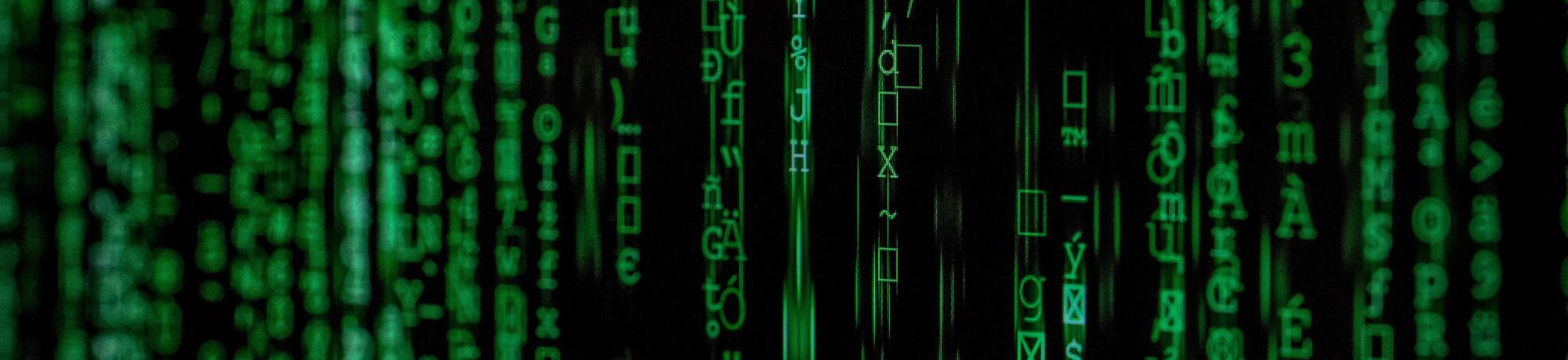 System matrix - green glowing letters on a black screen