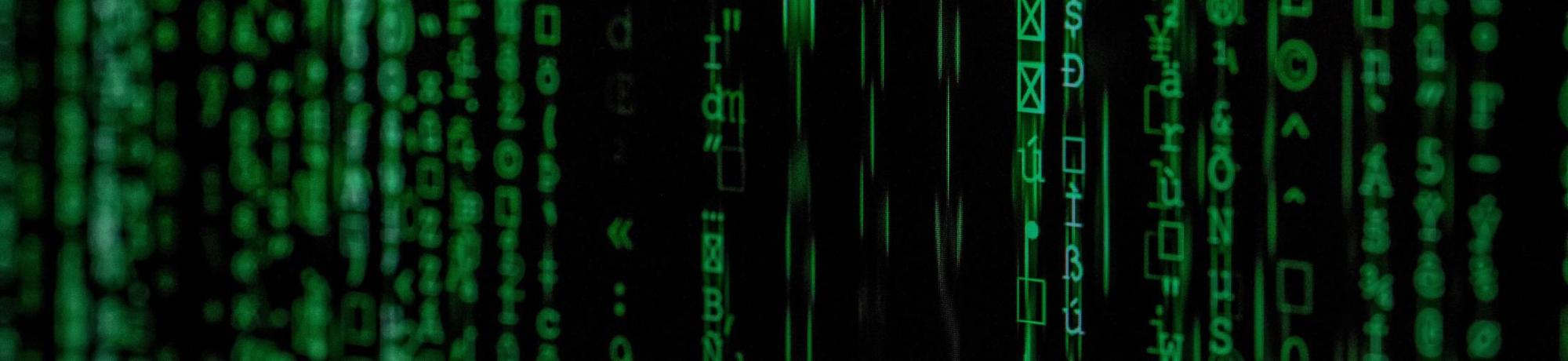 System matrix - green glowing letters on a black screen